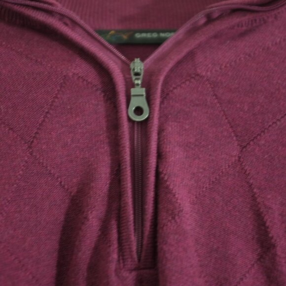 Greg Norman burgundy Quarter Zip Cotton Golf Pullover Textured Weave size XL - Picture 9 of 9